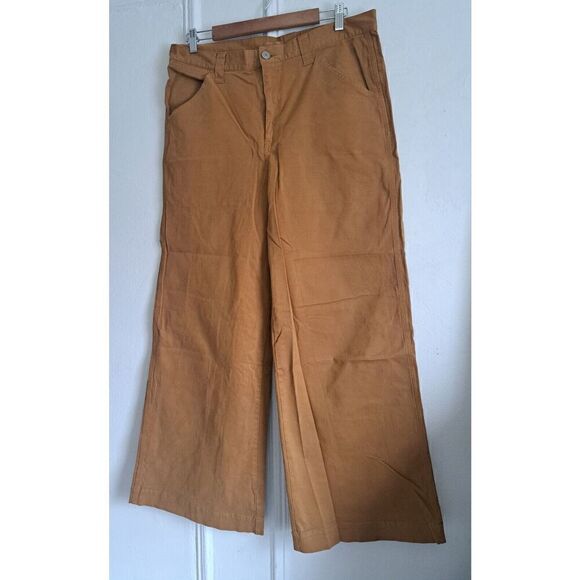 Silence + Noise Womens Size 8 Hi Rise Wide Leg Ankle Pants Mustard Yellow - Picture 1 of 7